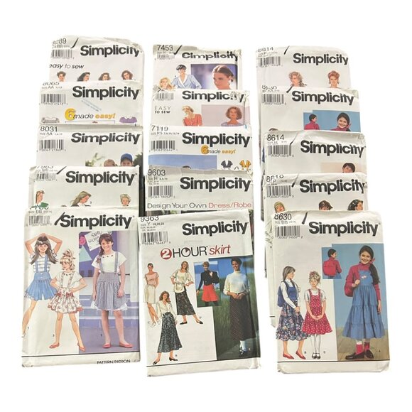 Lot of 22 Vintage Simplicity Sewing Patterns 80s 90s Y2K New Uncut Dresses Kids - Picture 4 of 8